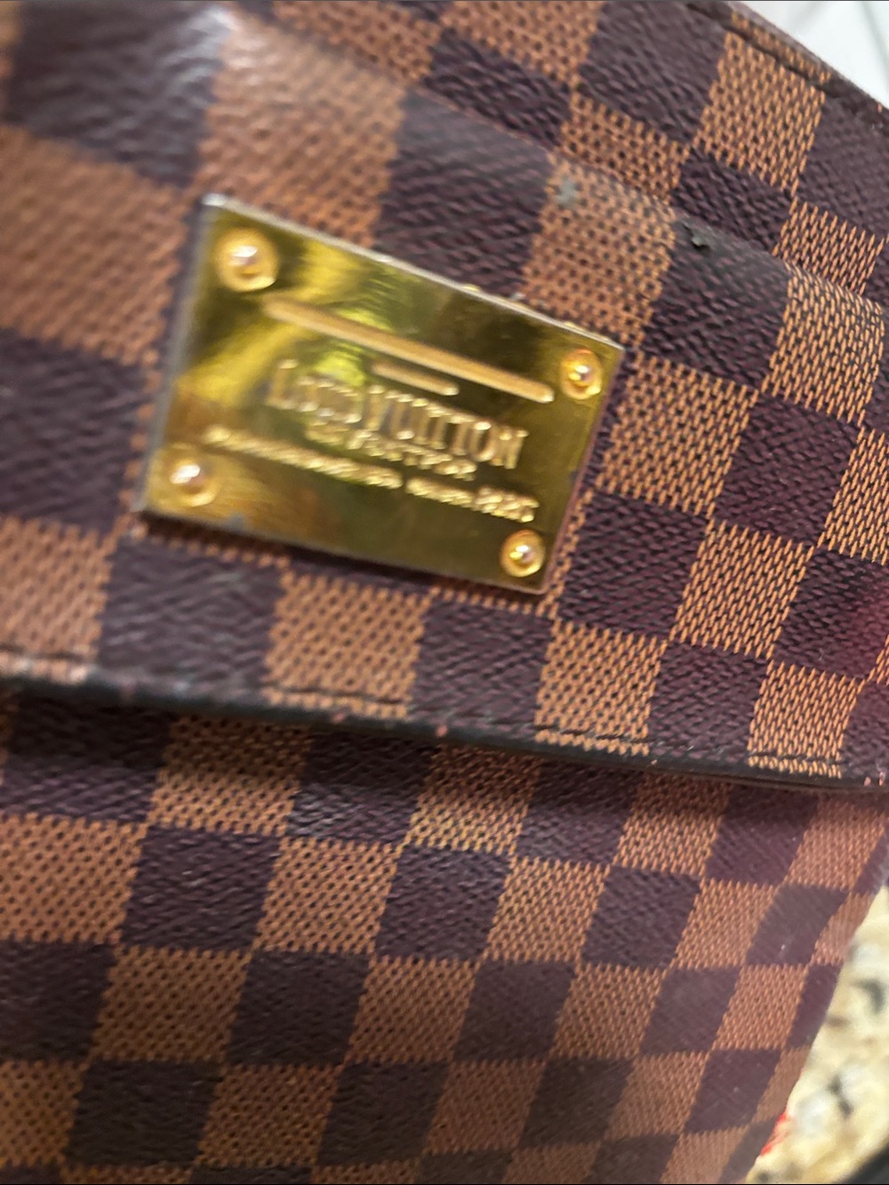 Louis Vuitton Brown Damier Ebene Crossbody with Black Strap and Gold Plaque-Asis - Picture 5 of 16